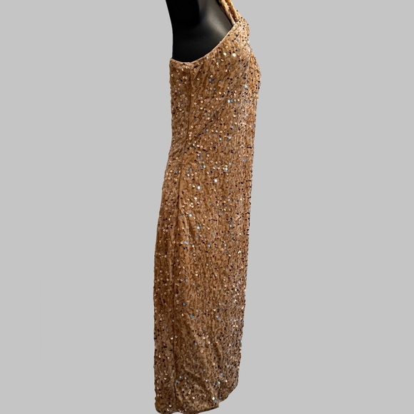 NWT Grace Karin Women’s Sequined Velvet Halter Mini Dress Gold Size S - Picture 8 of 10